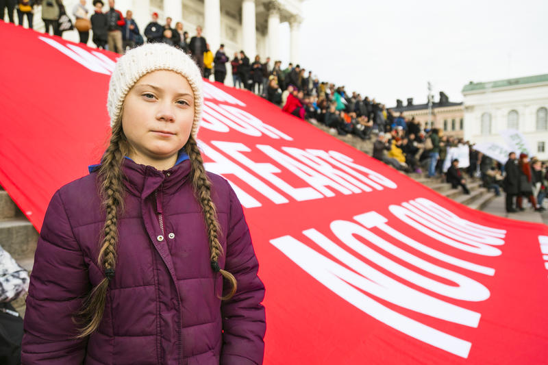 Miljöaktivisten Greta Thunberg har deltagit i flera klimatdemonstrationer i Helsingfors. Senast i juni blev hon gripen och bortburen av polisen. Foto: Greenpeace