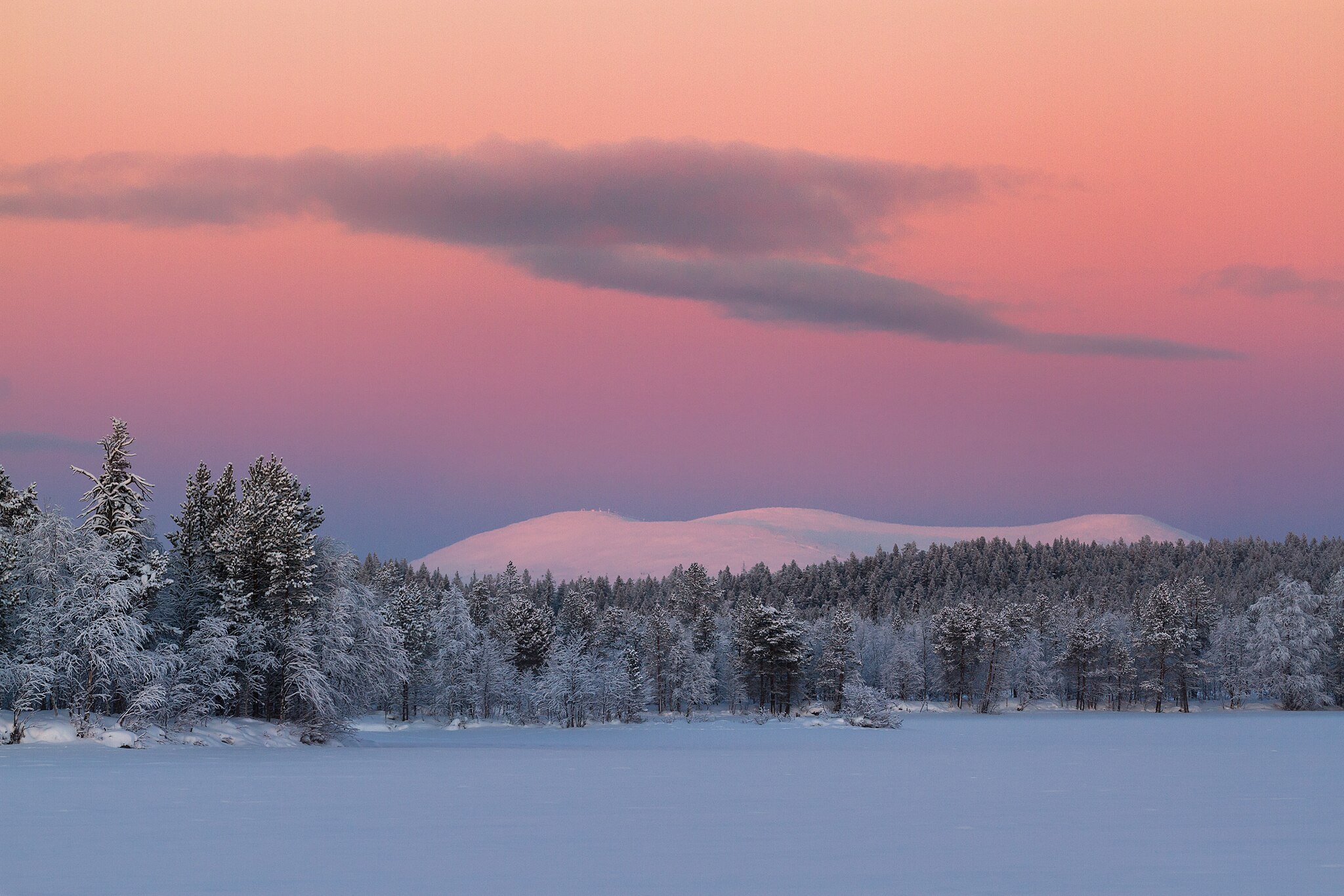 De södra och mellersta delarna av Lappland plågas av snöbrist i år. Bilden visar snöläget i Muonio för fem år sedan. Foto: Wikimedia Commons / Simo Räsänen