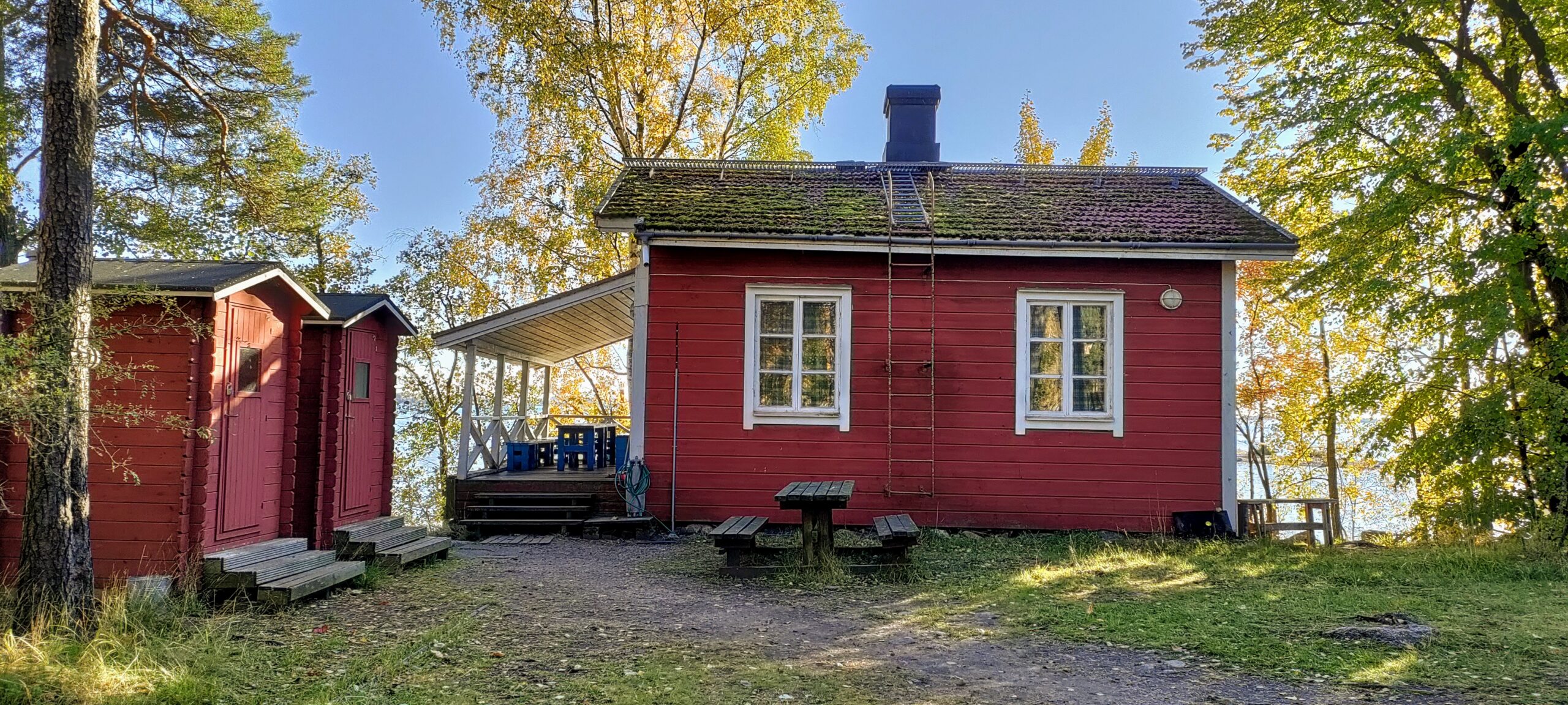Röd sommarstuga i Honkaluoto
